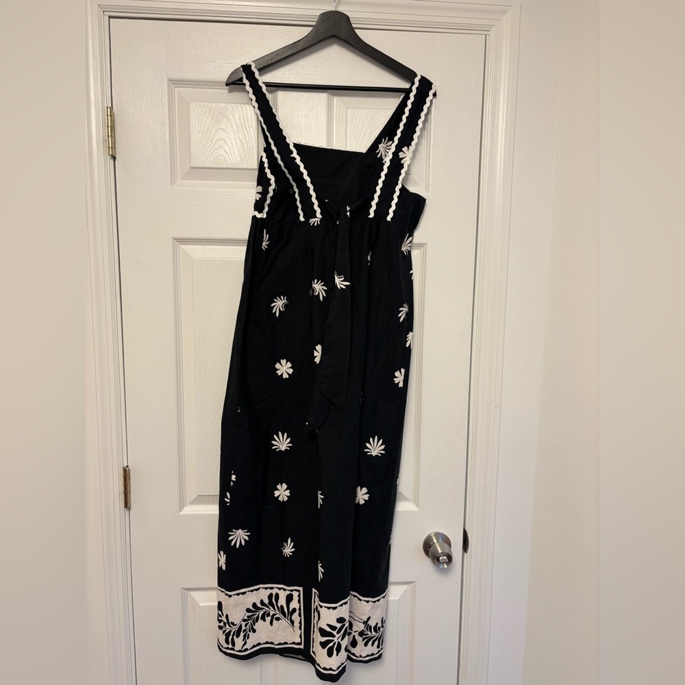 Zara Printed Knotted Midi Dress Black Ecru SS24 Women’s Size M - Picture 5 of 9